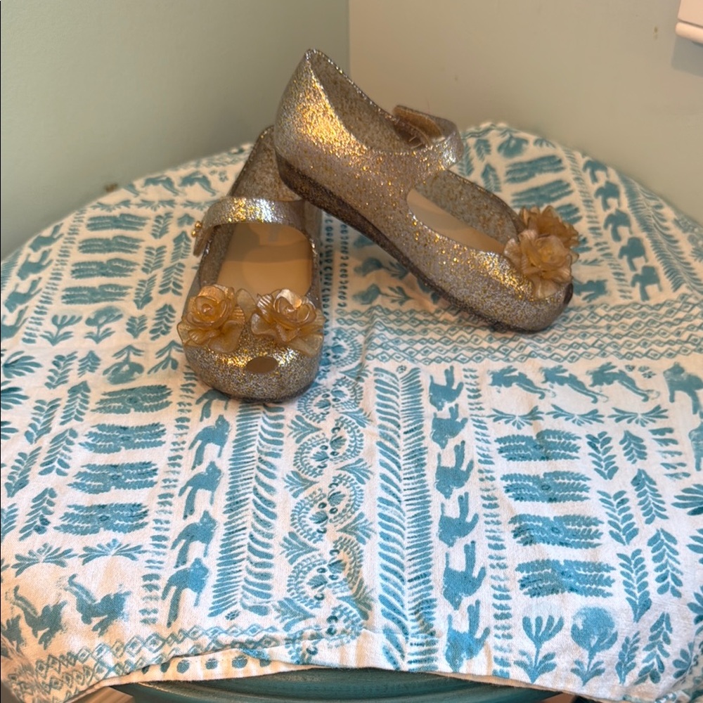 Mini Melissa Gold Sparkle Shoes